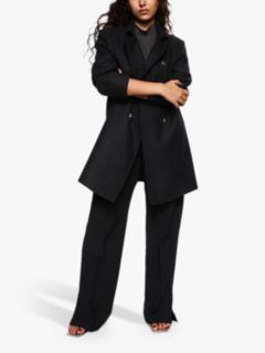 Mango Wool Blend Double Breasted Tailored Coat, Black, XXS