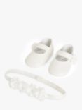 John Lewis Baby Christening Shoes and Headband Set