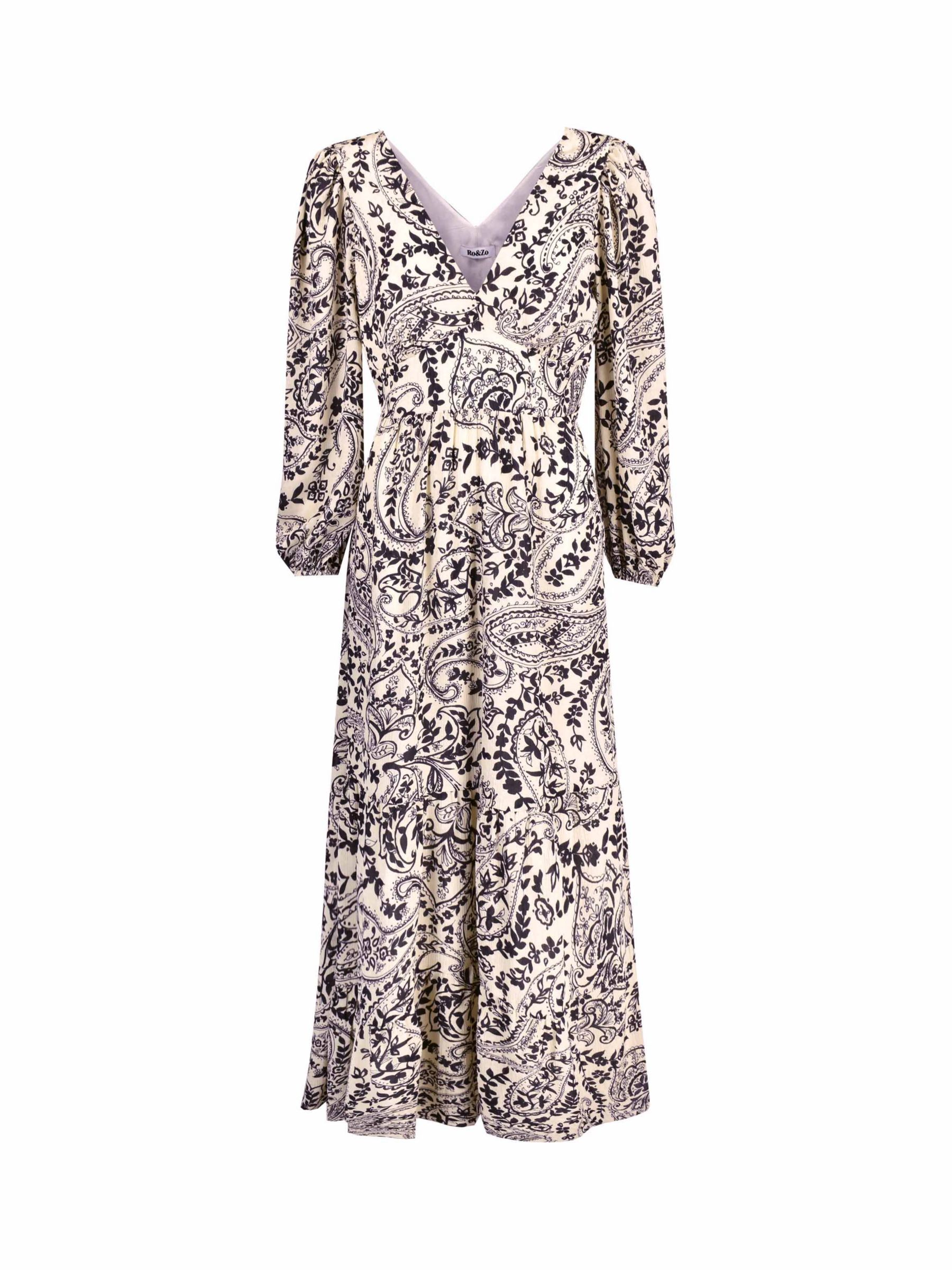 Ro&Zo Paisley Print Maxi Dress, Black/Cream at John Lewis & Partners