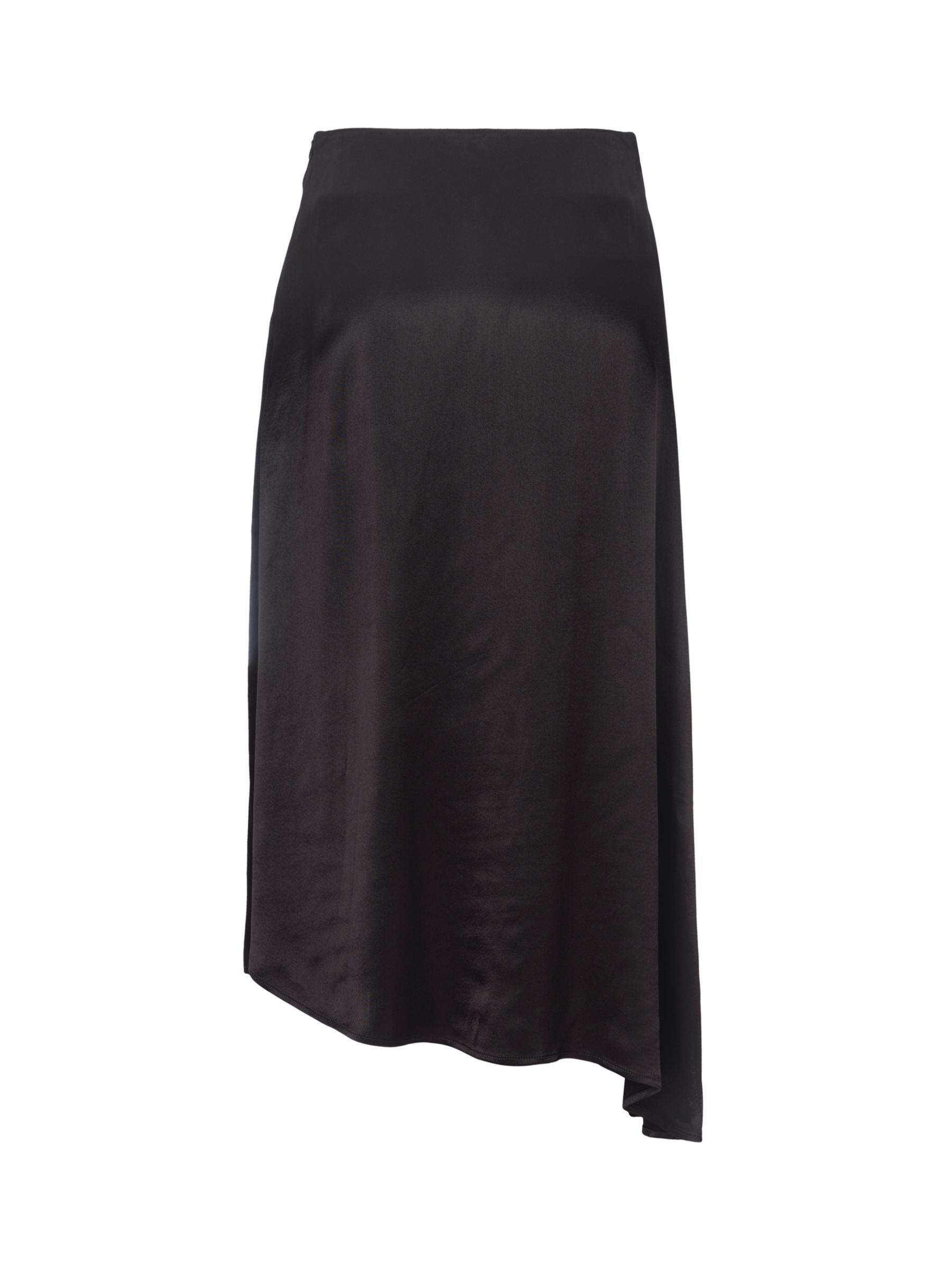 Mint Velvet Asymmetrical Satin Slip Midi Skirt, Black at John Lewis ...