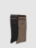 Rodd & Gunn Double Barrel Sock, Pack of 2, Black-Brown/Multi