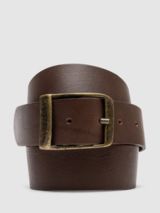 BOSS Elloy Leather Belt, Medium Beige at John Lewis & Partners