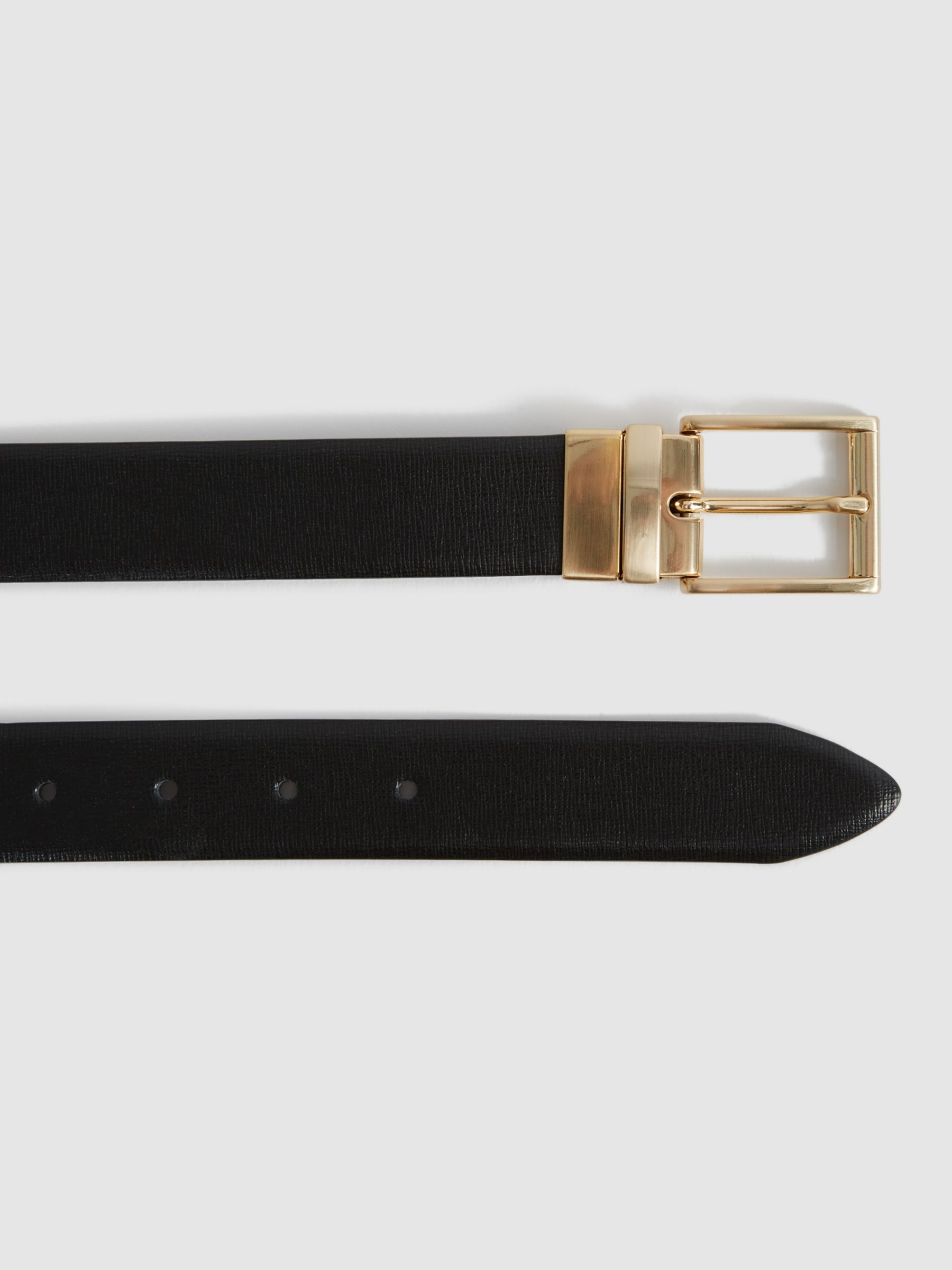 Buy Reiss Ricky Saffiano Leather Reversible Belt, Black Online at johnlewis.com