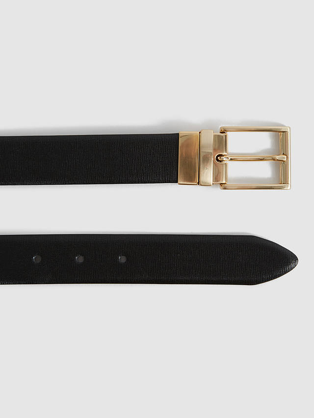 Reiss Ricky Saffiano Leather Reversible Belt, Black