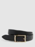 Reiss Ricky Saffiano Leather Reversible Belt, Black