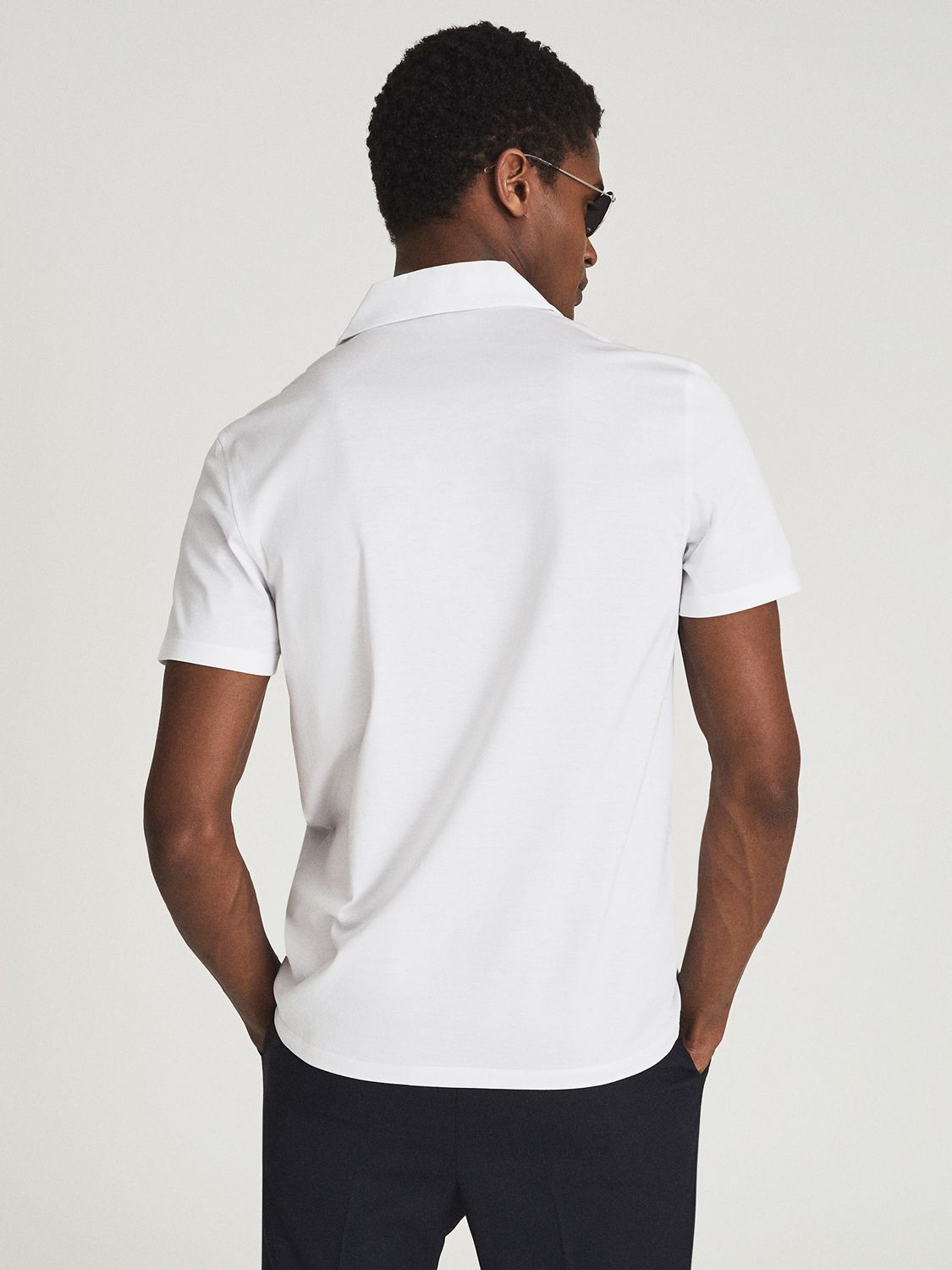 Reiss Caspa Cuban Collar Short Sleeve Shirt, White at John Lewis & Partners