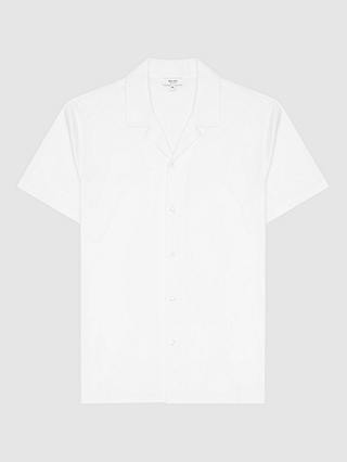 Reiss Caspa Cuban Collar Short Sleeve Shirt, White