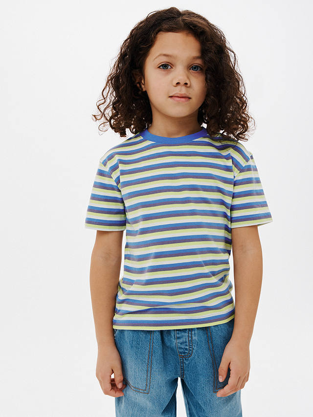 John Lewis Kids' Colour Block/Stripe/Adventure T-Shirts, Pack of 3, Blue/Multi