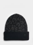 Sweaty Betty Wool Blend Jacquard Beanie Hat, Black Leopard