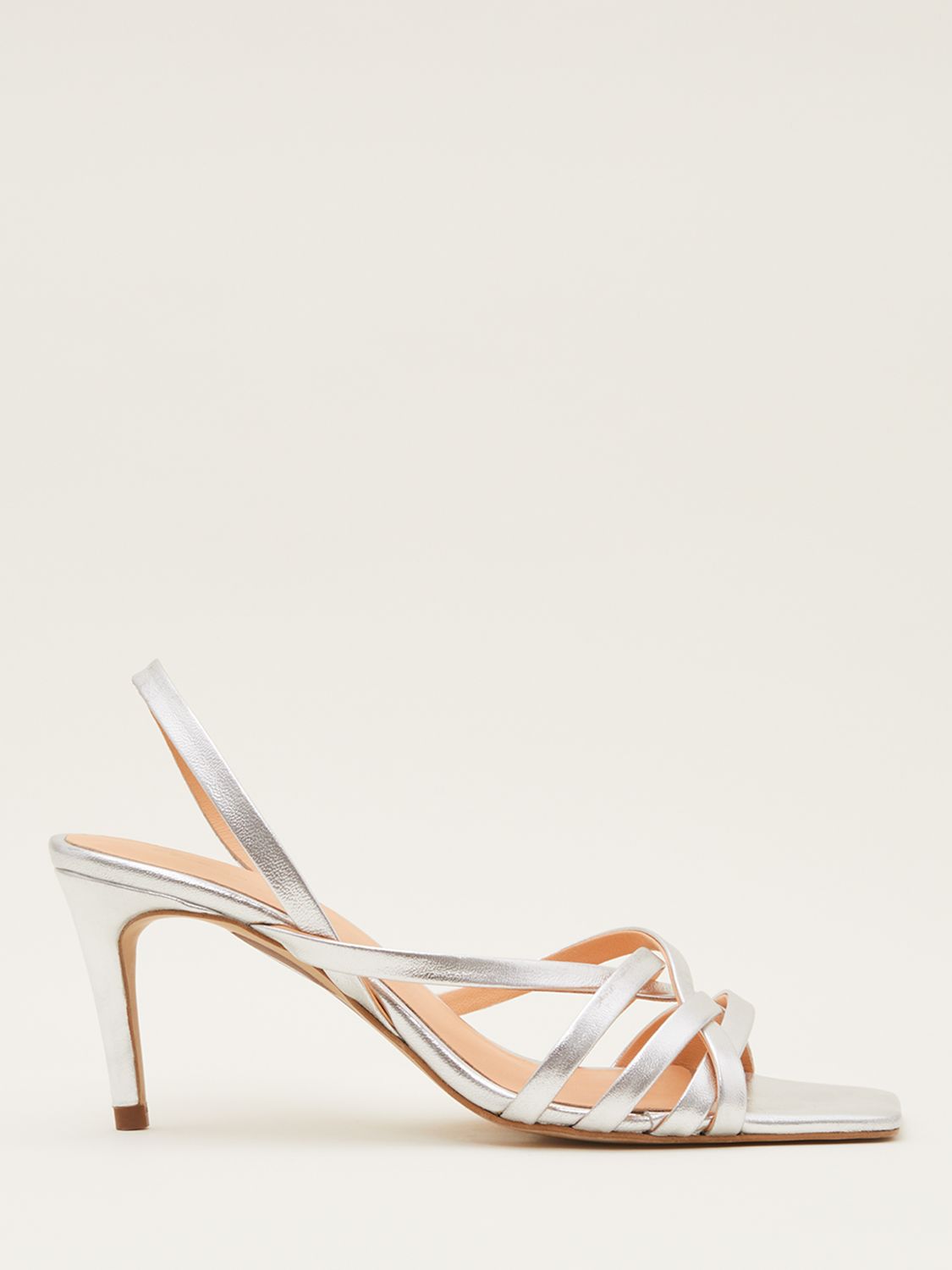 Phase Eight Strappy Slingback Sandals Silver at John Lewis Partners