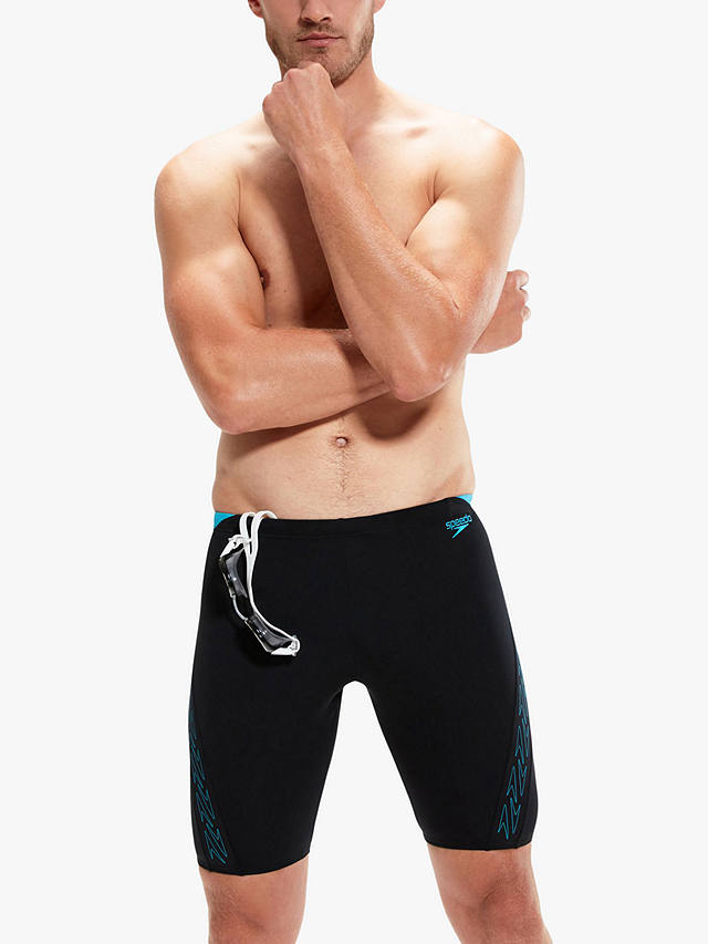 Speedo Hyper Boom Spliced Jammer Swim Shorts, Black/Bolt