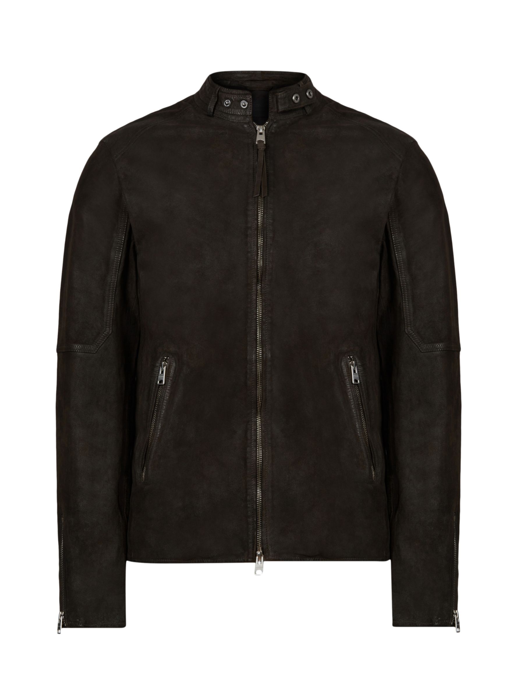AllSaints Cora Leather Jacket, Anthracite Grey at John Lewis & Partners