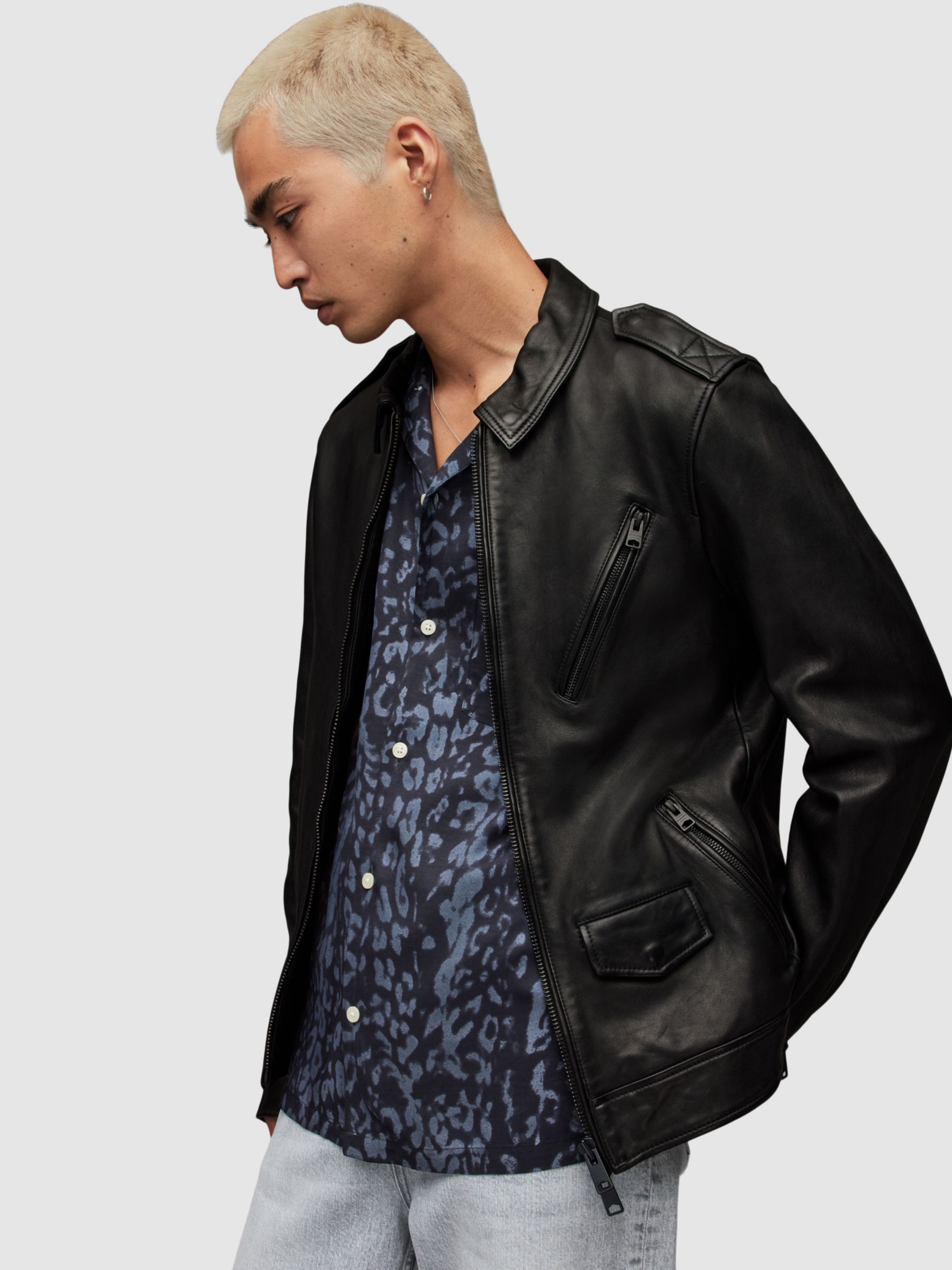 AllSaints Reno Leather Jacket, Black