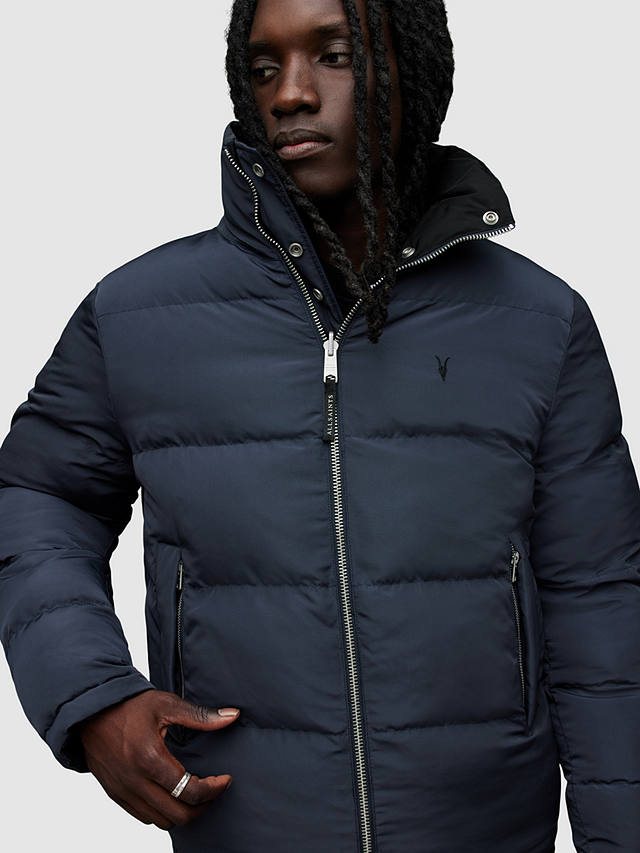 AllSaints Novern Reversible Puffer Jacket, Black/Command Blue