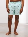 John Lewis Seersucker Embroidered Lobsters Swim Shorts, Green