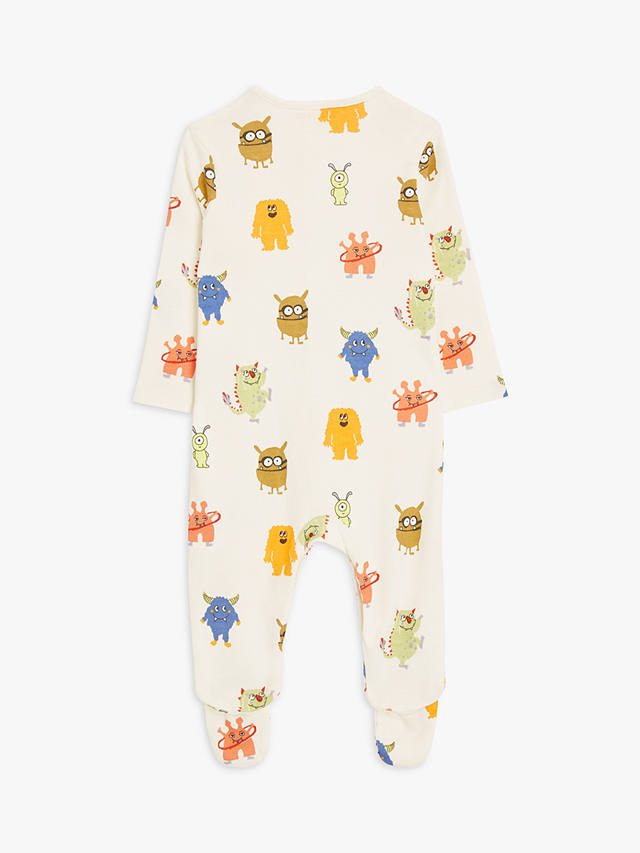 John Lewis ANYDAY Baby Monsters Sleepsuit, White/Multi