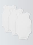 John Lewis Baby Pima Cotton Sleeveless Bodysuit, Pack of 3, White