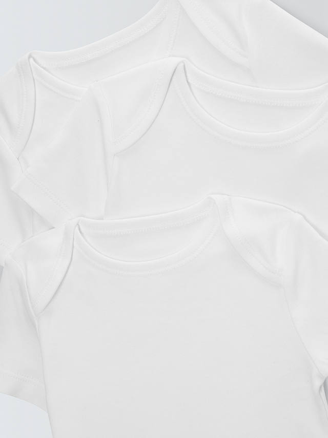 John Lewis Baby Pima Cotton Short Sleeve Bodysuit, Pack of 3, White