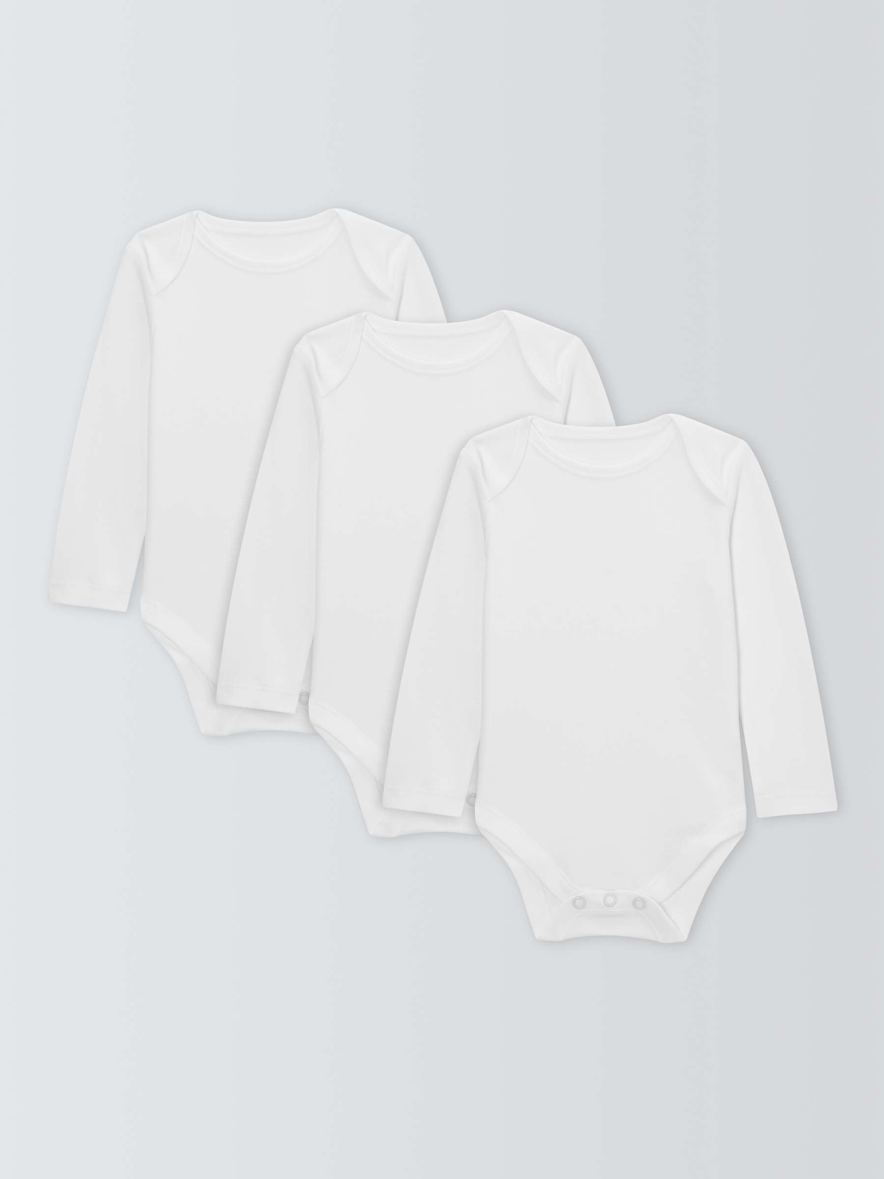Buy John Lewis Baby Pima Cotton Long Sleeve Bodysuit, Pack of 3, White Online at johnlewis.com