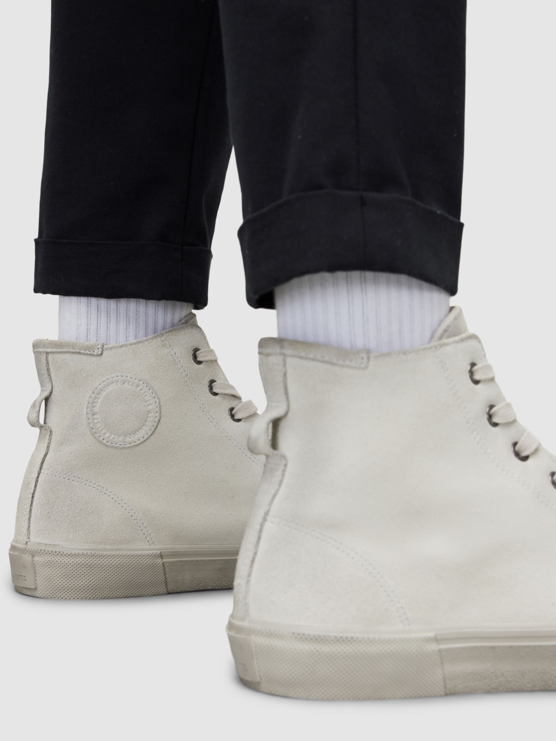 AllSaints Dumont Suede High Top Trainers, Chalk White at John Lewis ...