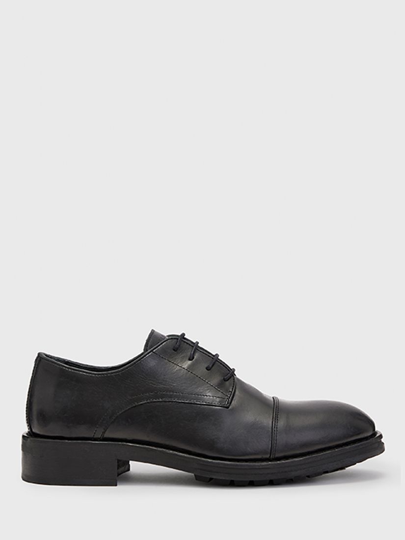 AllSaints Brutus Leather Derby Shoes, Black at John Lewis & Partners