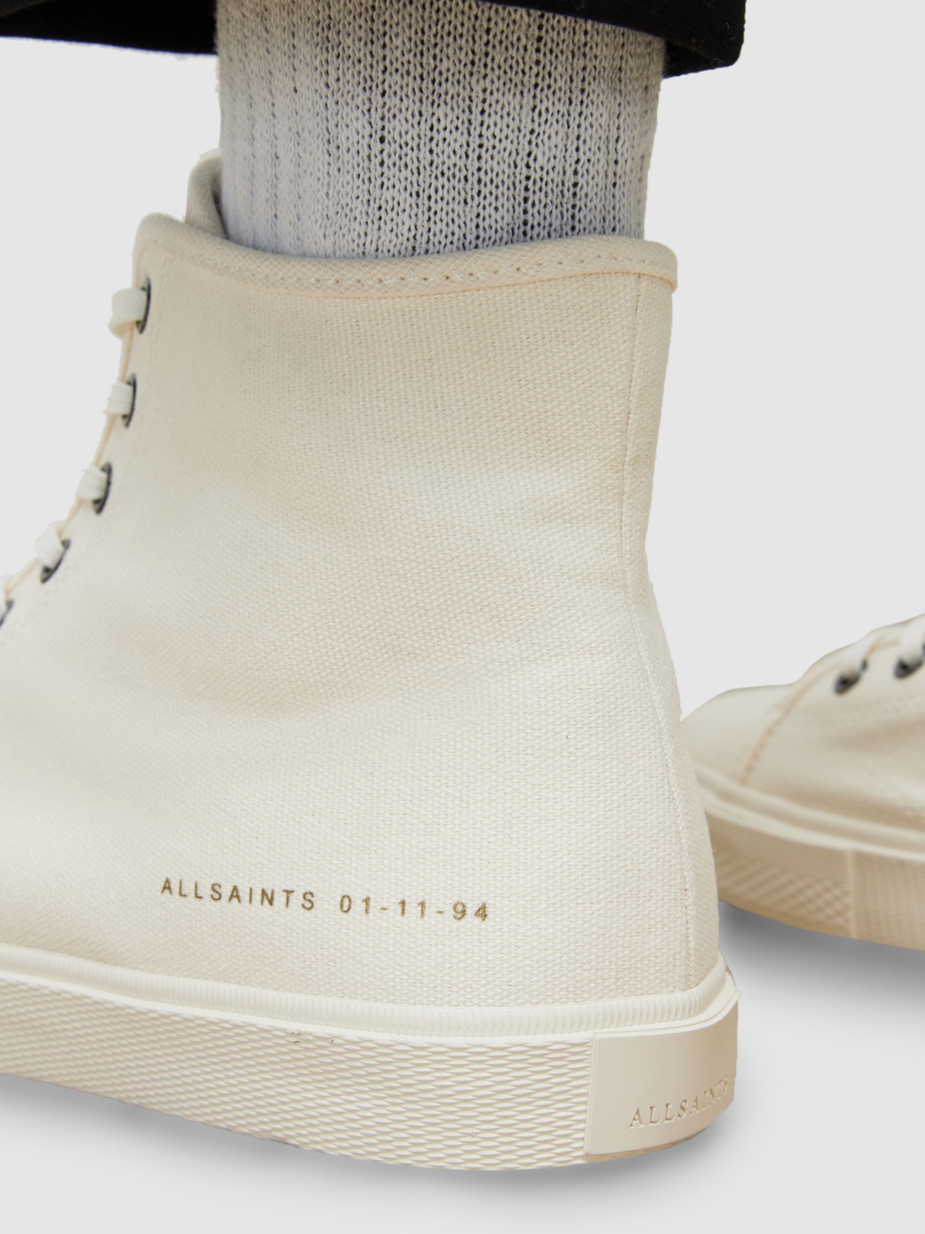 AllSaints Bryce Canvas High Top Trainers, Off White, 6