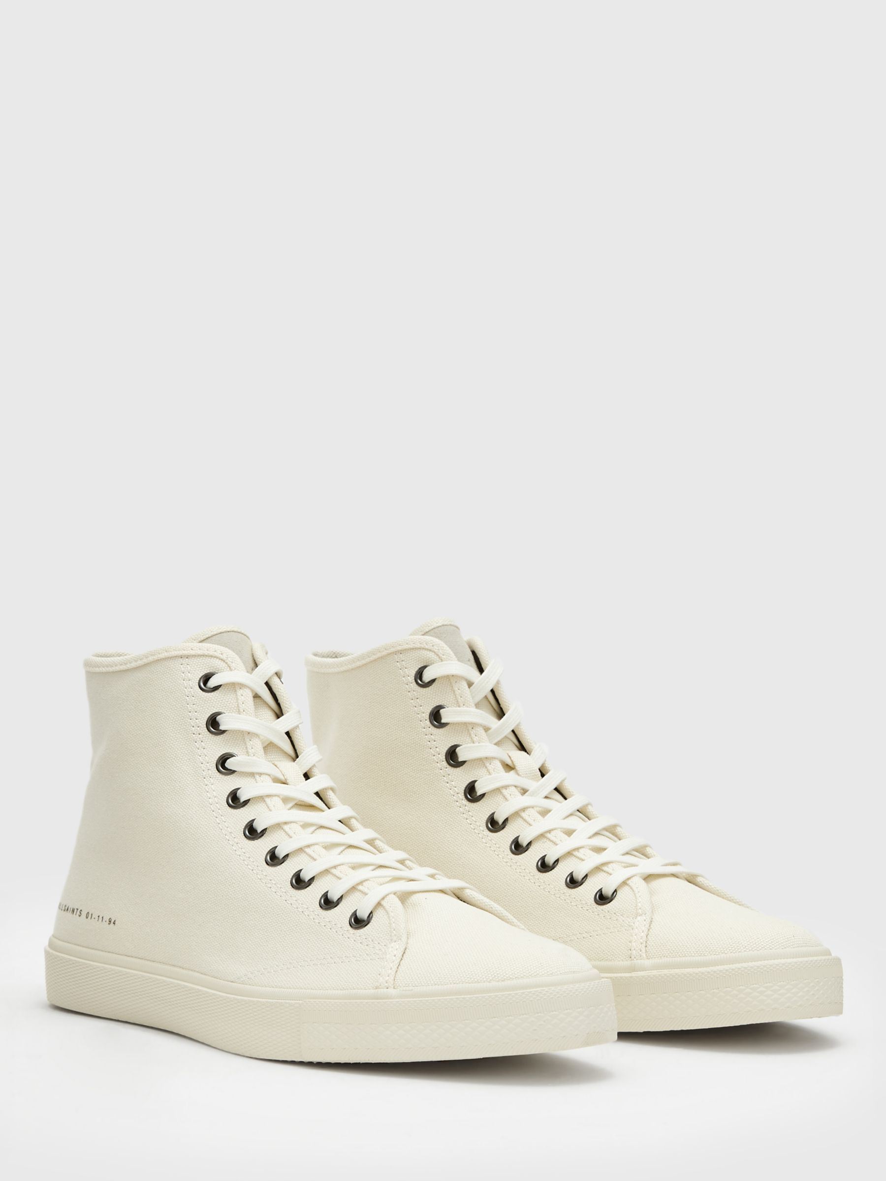 AllSaints Bryce Canvas High Top Trainers, Off White, 6