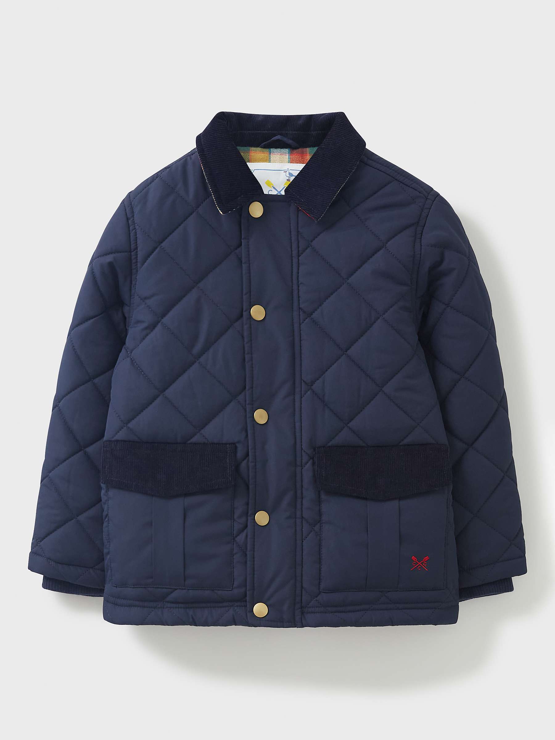 Crew Clothing Kids' Quilted Coat, Navy Blue at John Lewis & Partners