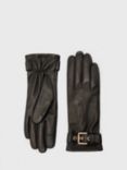 AllSaints Kaz Buckle Leather Gloves, Black