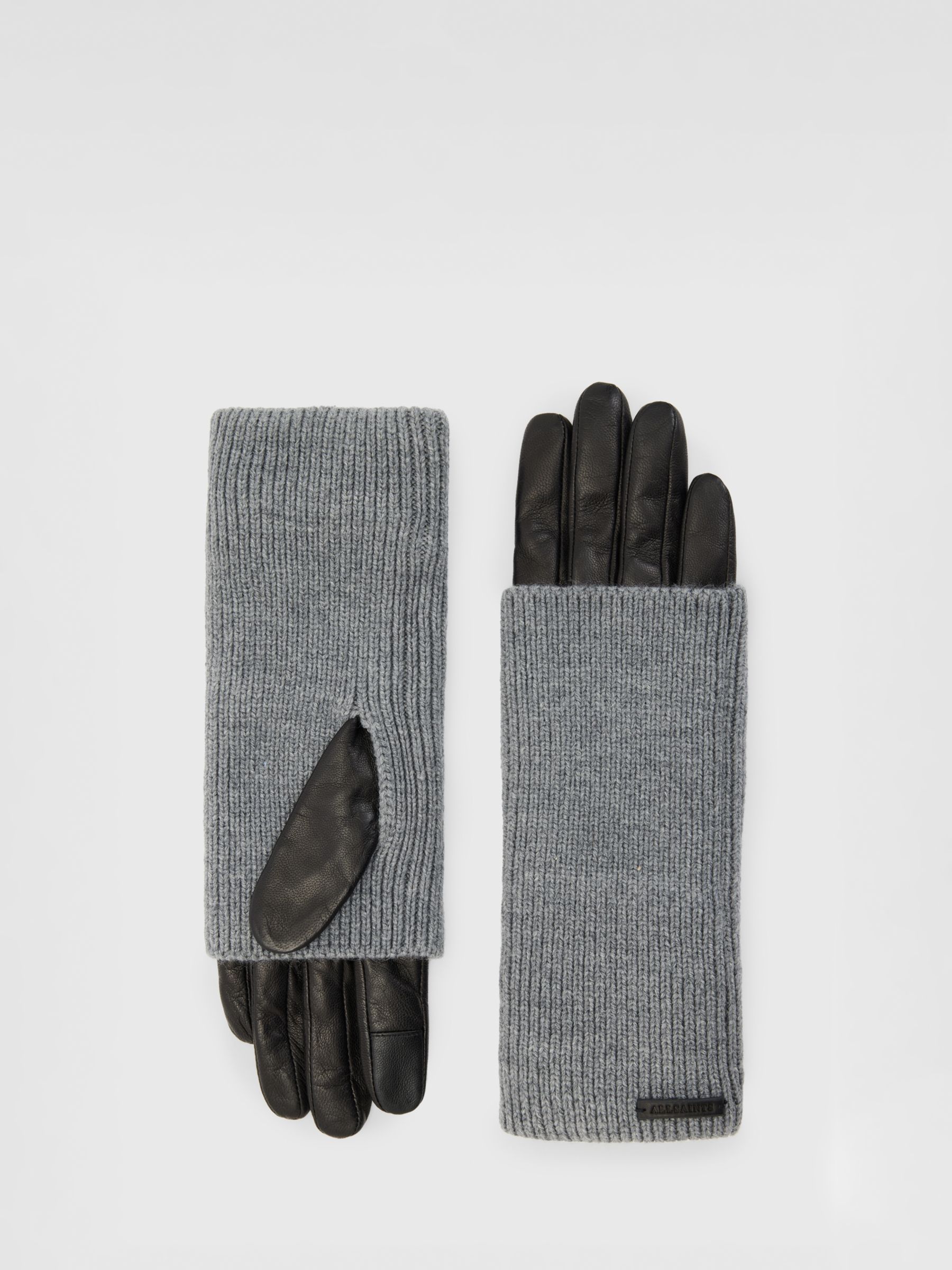 AllSaints Zoya Knitted Cuff Leather Gloves