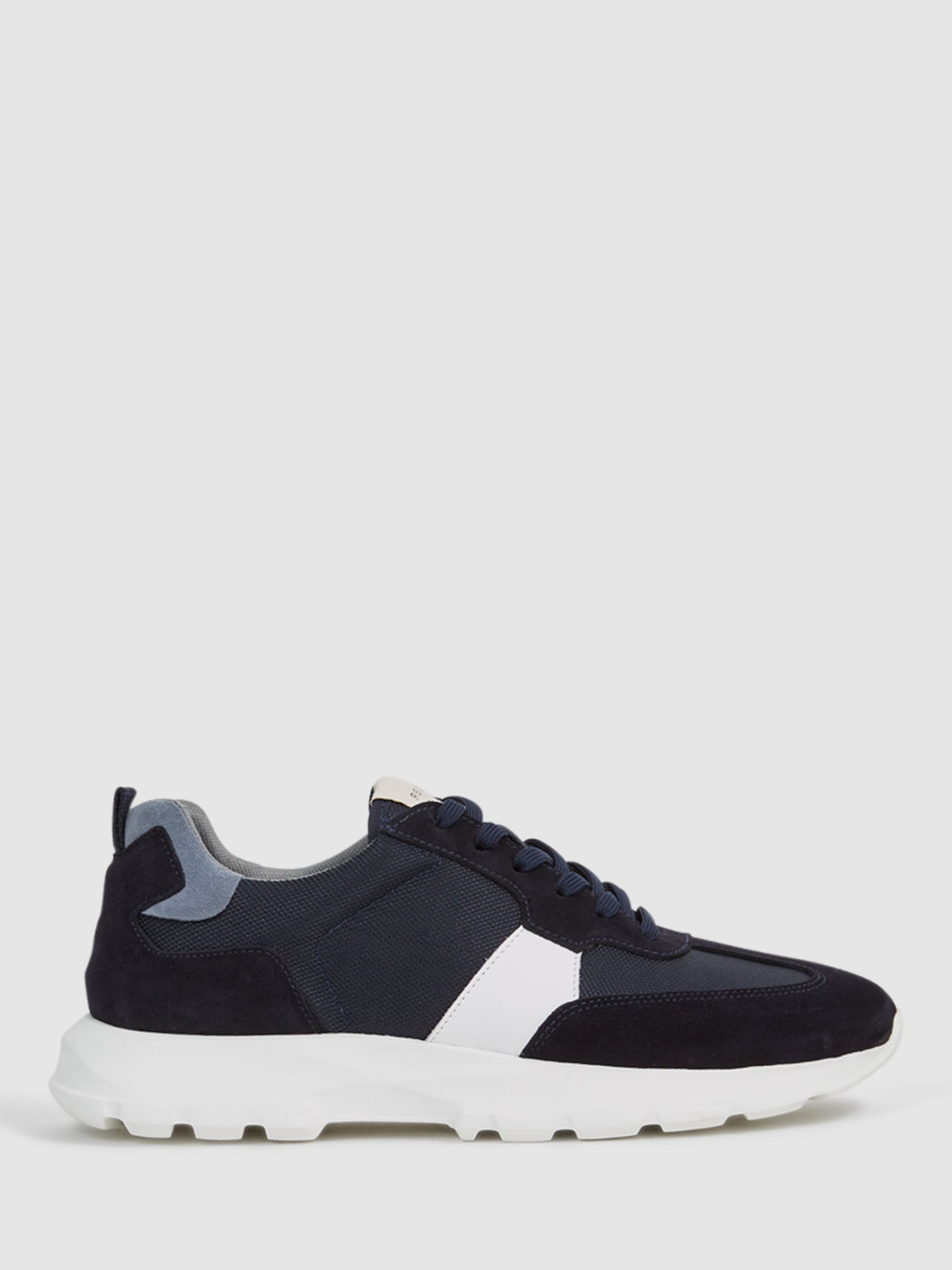 Reiss Evo Runner Lite Suede Trainers, Navy at John Lewis & Partners