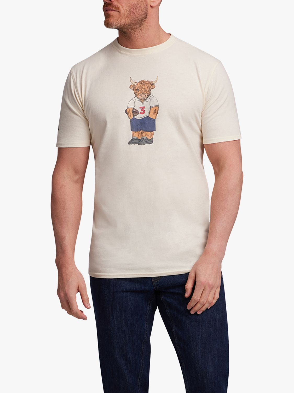 Raging Bull Cotton Bull Sketch T-Shirt, Cream at John Lewis & Partners