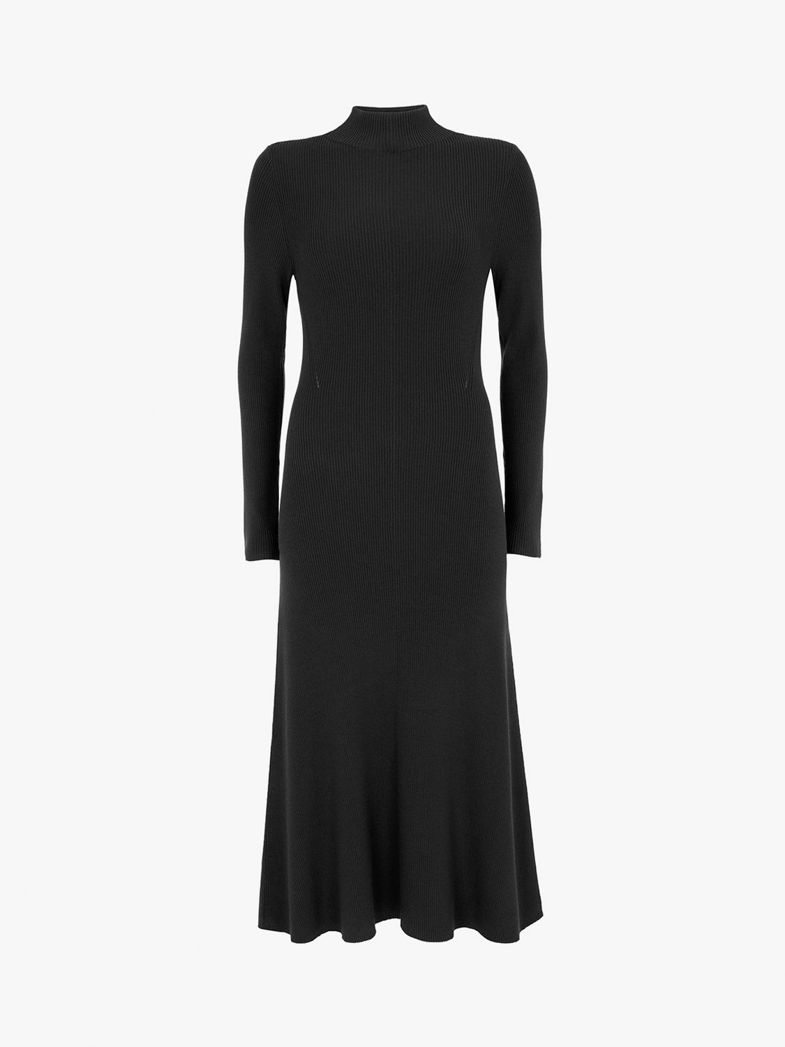 Mint Velvet High Neck Zip Sleeve Midi Dress, Black at John Lewis & Partners