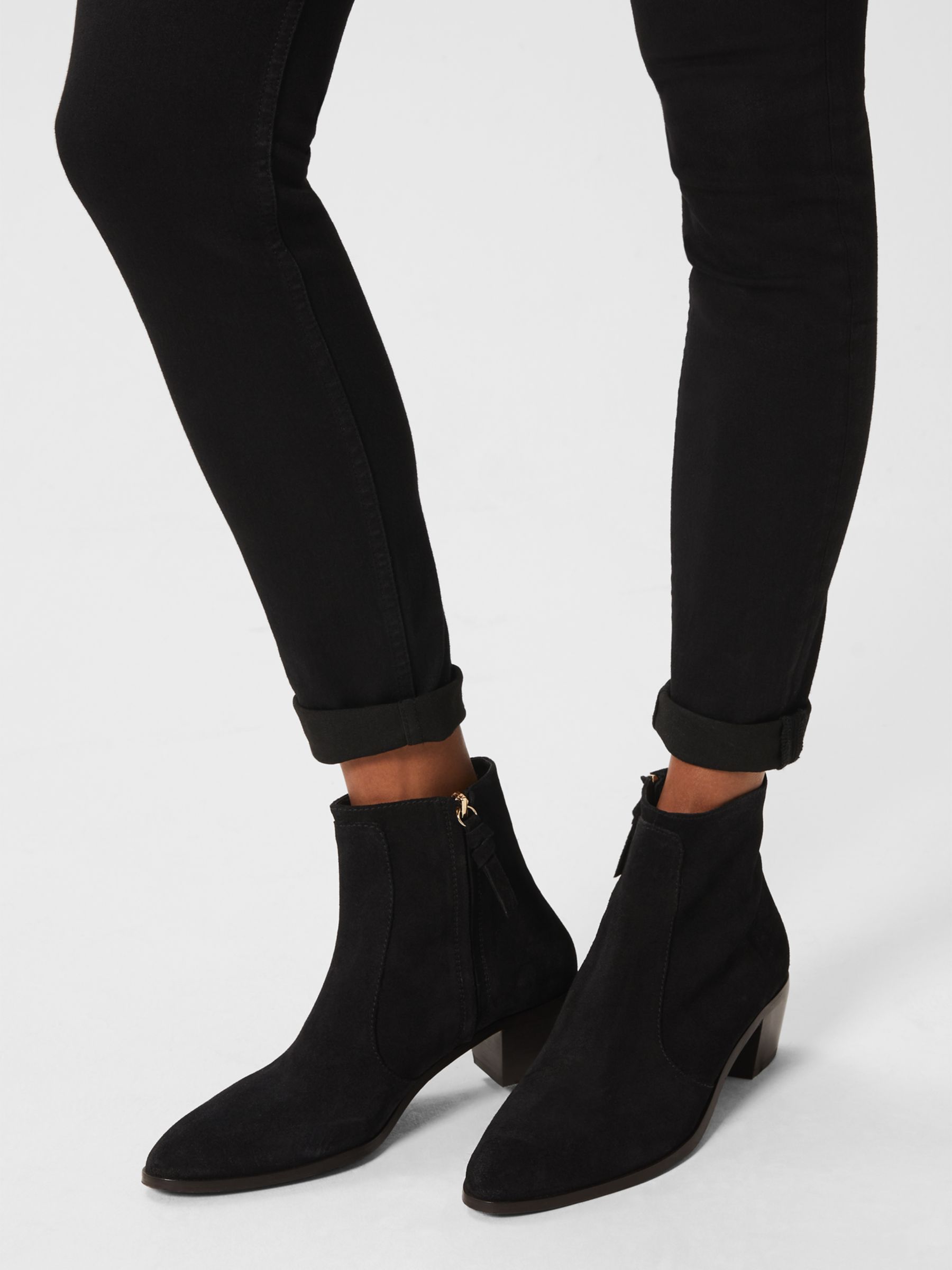 Hobbs Shona Suede Ankle Boots, Black at John Lewis & Partners