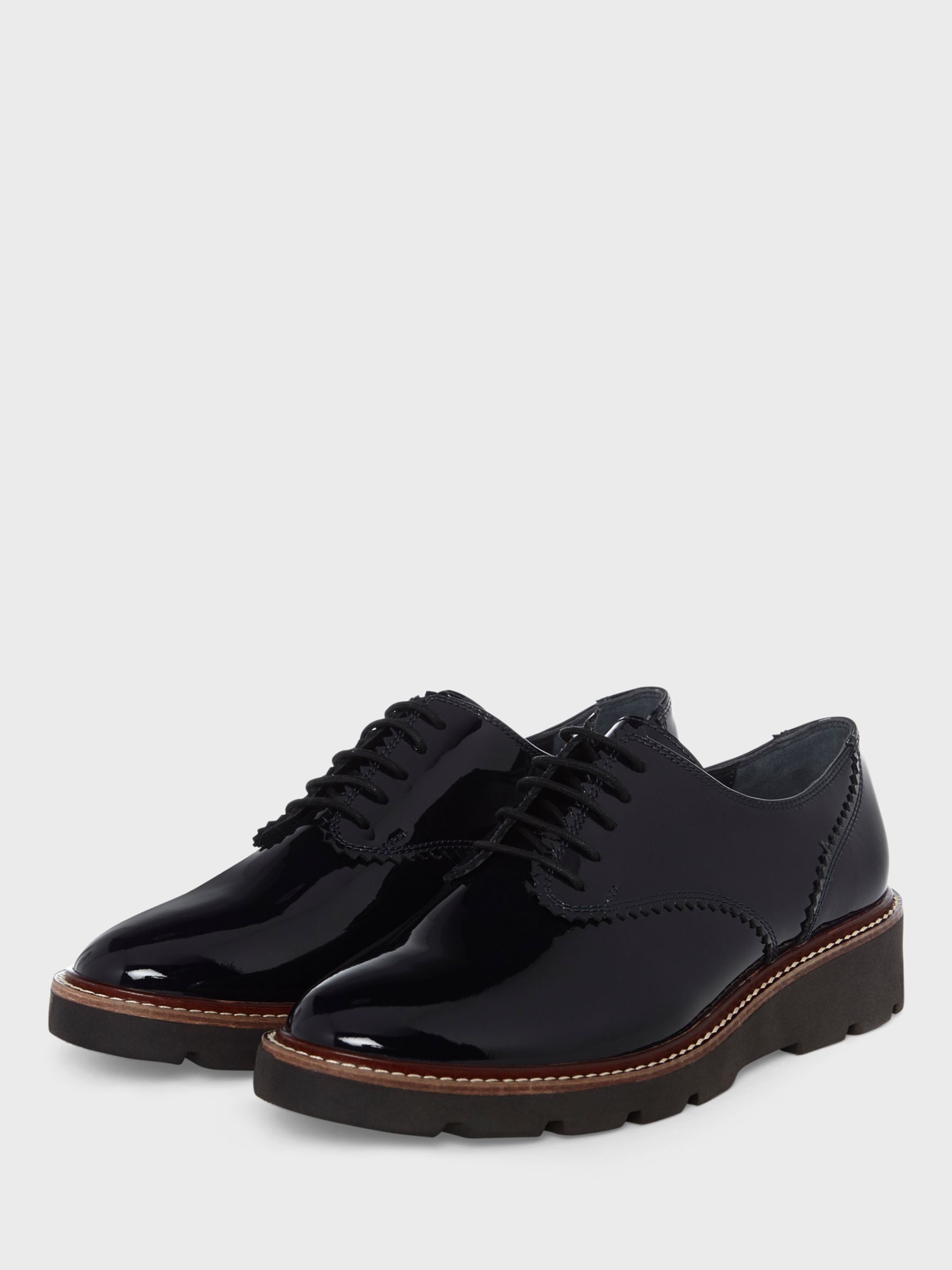 Hobbs Chelsey Patent Leather Lace Up Shoes, Navy