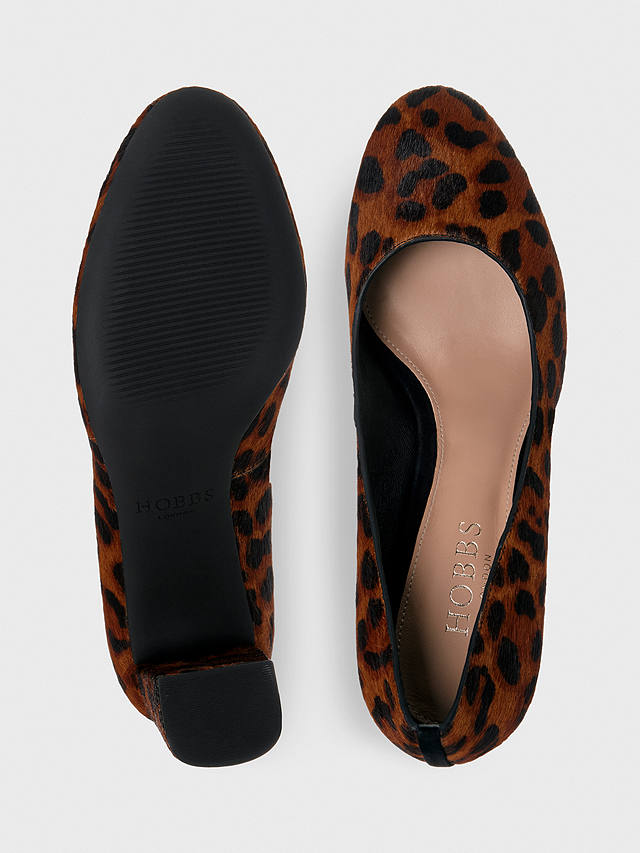 Hobbs Sonia Leopard Leather Court Shoes, Brown