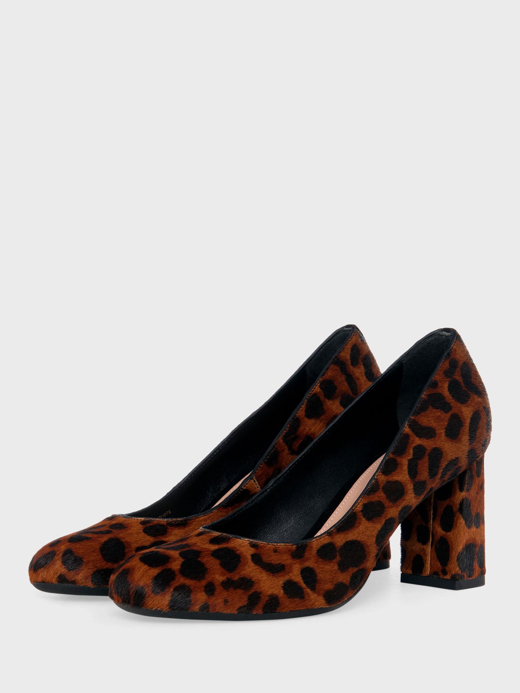 Hobbs Sonia Leopard Leather Court Shoes, Brown, 4