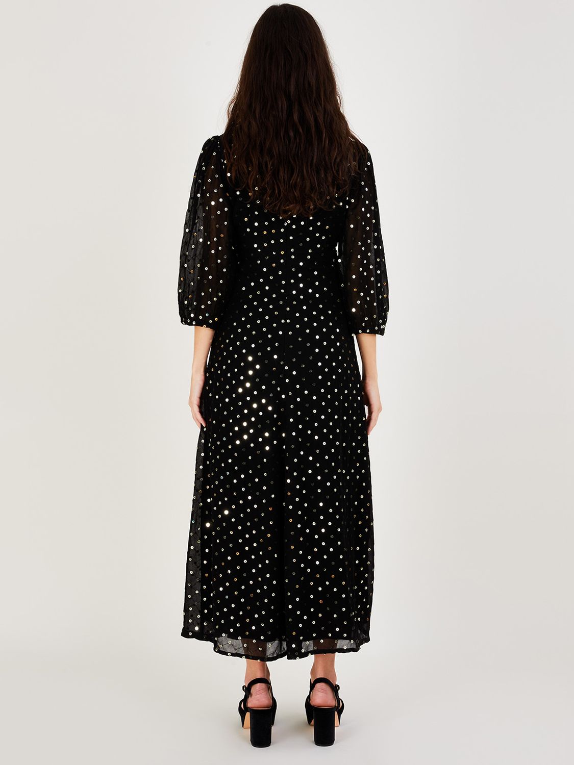 Monsoon Annalissa Sequin Midi Dress, Black at John Lewis & Partners