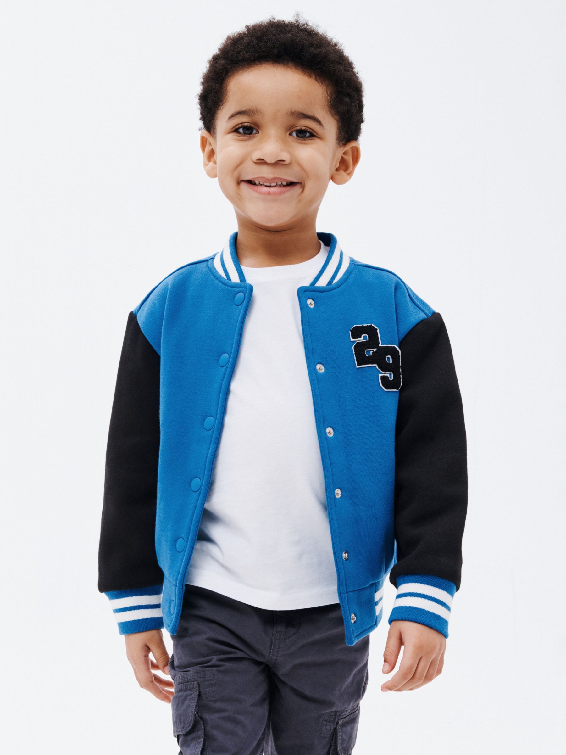 John Lewis Kids' Varsity Bomber Jacket, Blue, 2 years