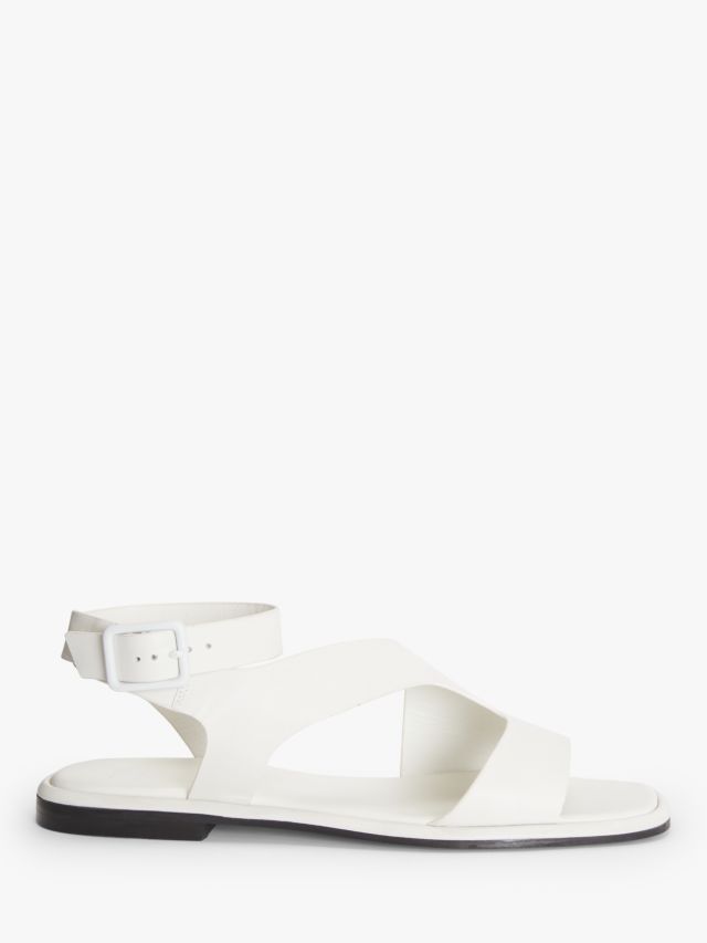 Kin Lily Leather Cut Out Ankle Strap Flat Sandals Off White 3