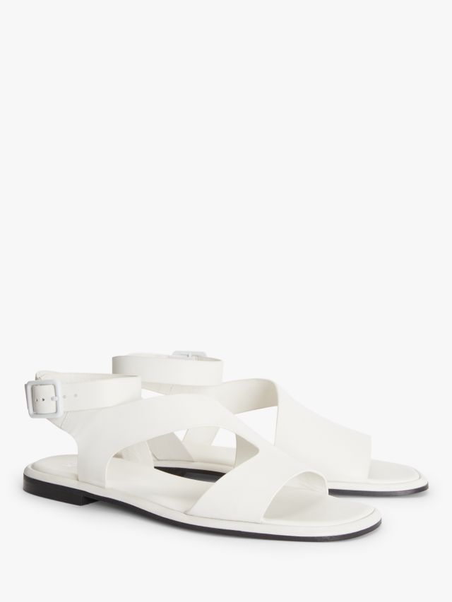 Kin Lily Leather Cut Out Ankle Strap Flat Sandals Off White 3