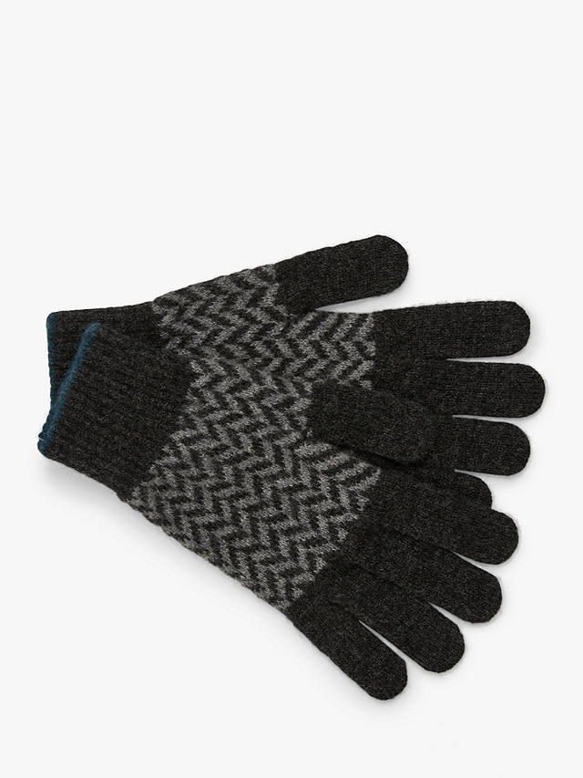 Celtic & Co. Chevron Lambswool Gloves, Derby Grey