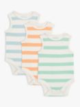 John Lewis ANYDAY Baby Sleeveless Striped Bodysuit, Pack of 3, Multi