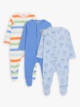 John Lewis ANYDAY Cotton Monster Print Sleepsuit, Pack of 3, Multi