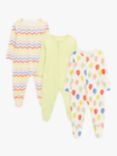 John Lewis ANYDAY Baby Balloon Mix Sleepsuits, Pack of 3, Multi