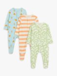 John Lewis ANYDAY Baby Shapes Long Sleeve Sleepsuit, Pack of 3, Multi