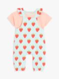 John Lewis ANYDAY Baby Cotton Strawberry Dungarees & T-Shirt Set