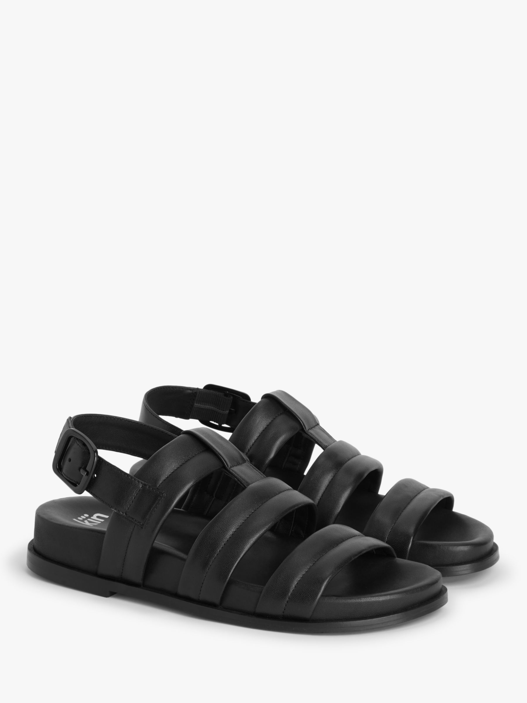 Kin Love Leather Footbed Sandals, Black, 3