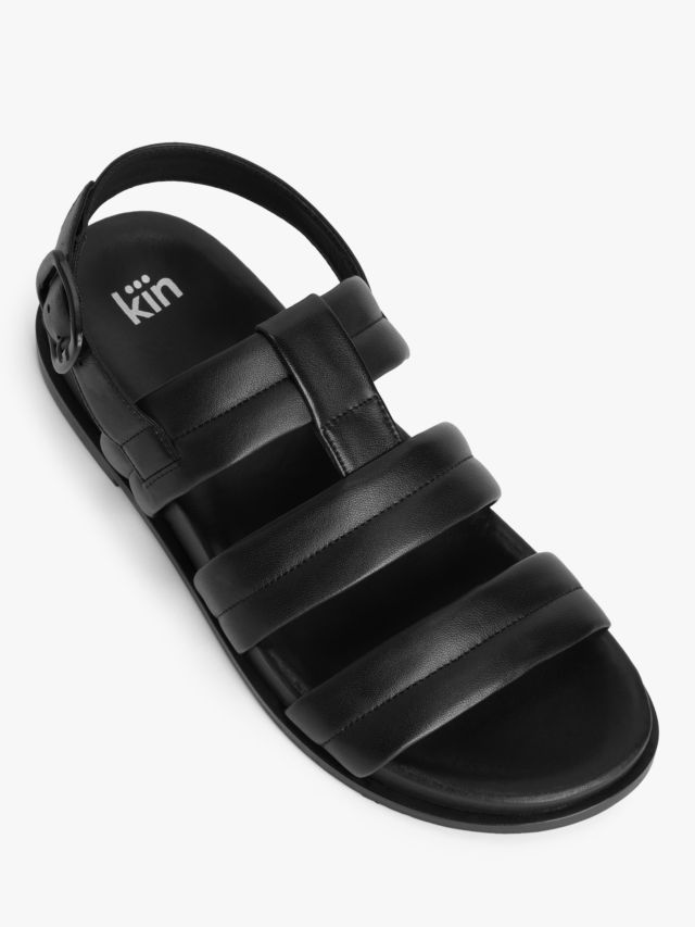 Kin Love Leather Footbed Sandals Black 3