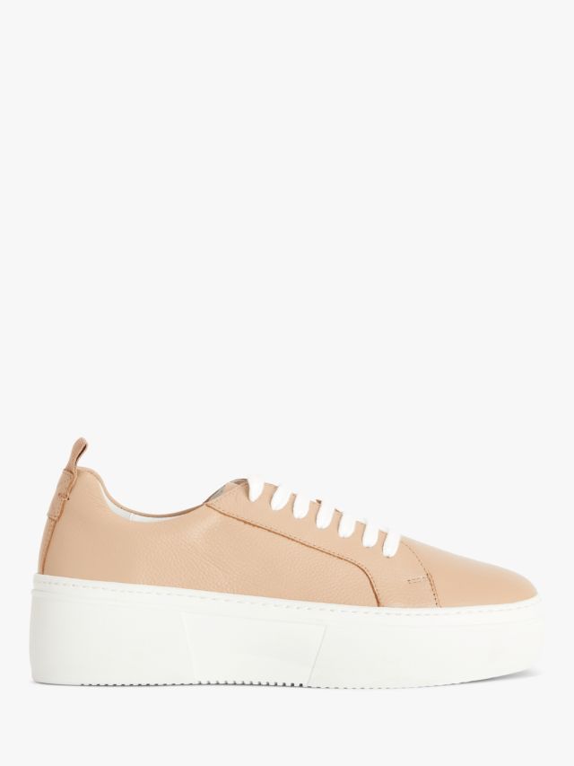 Kin Eren Leather Chunky Flatform Trainers, Taupe, 3